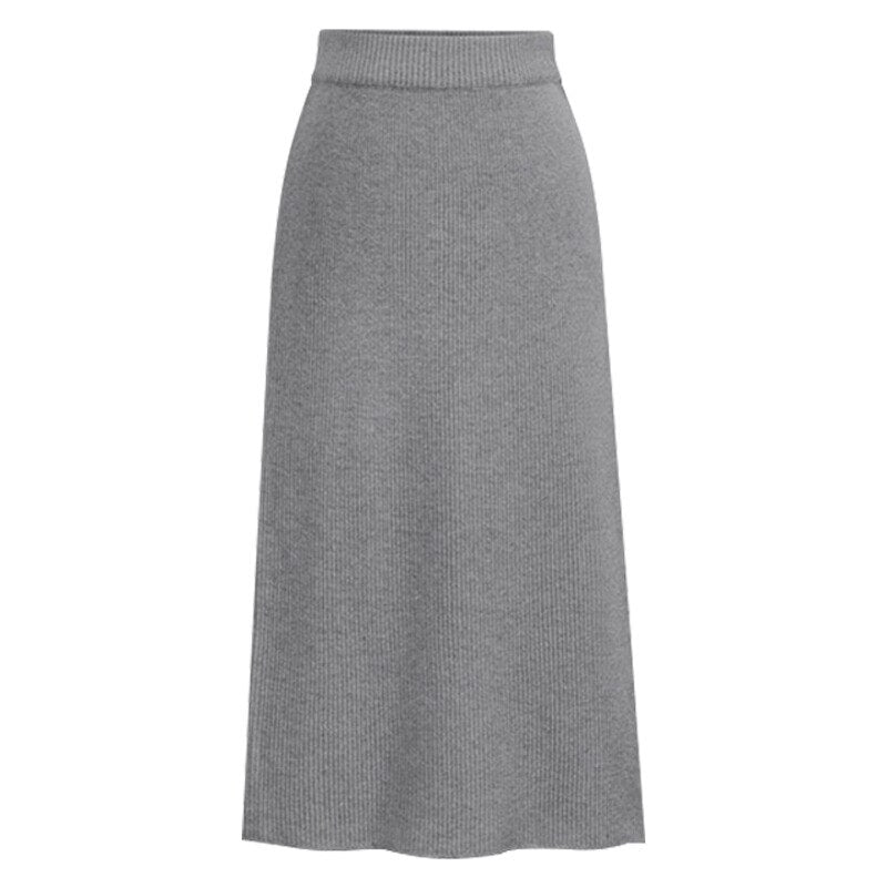 swvws Knitted Pleated Skirt Long Women  Autumn Winter Warm Skirts Womens Thicken High Waist Knit Skirt Female A-Line Slim Skirts