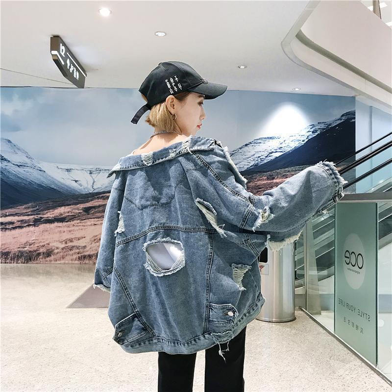 swvws Loose Women Denim Jacket Vintage Harajuku Jeans Jacket Female Casual Fashion Turn-Down Collar Single-Breasted Oversized Coat