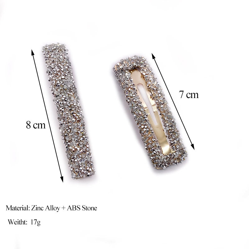 swvws 2pcs/set Women Hairpins Hair Clip Accessories Femme Fashion Luxury Long Square Crystal Barrette Gold Hairgrip Headdress  New