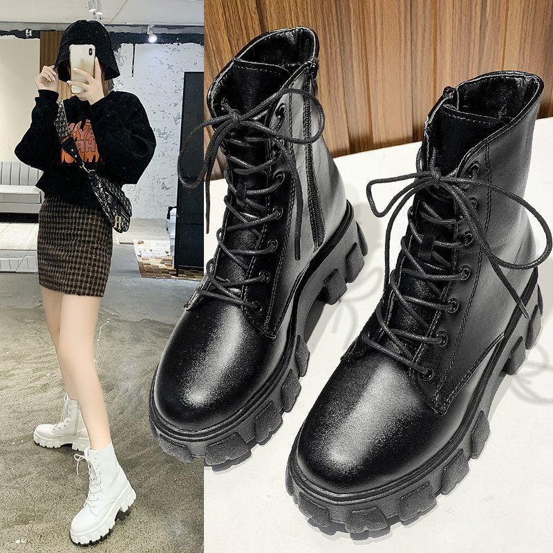 swvws Christmas Gift New Thick-soled Genuine Leather Women's Boots Fashion Zipper Convenient Short Boots Autumn Winter Warm Casual Women's Work Boots