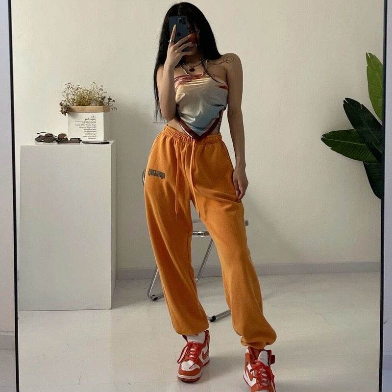 swvws New Jogging Sweatpants Women Hippie Harajuku Streetwear Oversize Y2K Pants Print Baggy Wide Leg Pants Of Female