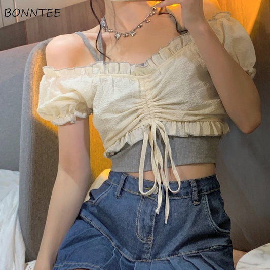 swvws Sets Women Summer Korean Style Sweet Fashion Streetwear Slim All-Match Holiday Comfortable Cropped Party Girls Kawaii Elegant