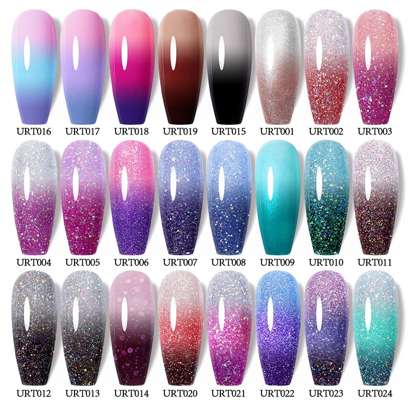 swvws  Thermal Nail Polish Shiny Sequins Effect Color Change Gel Varnishes All For Manicure Nails Art UV Semi Permanent Gellak