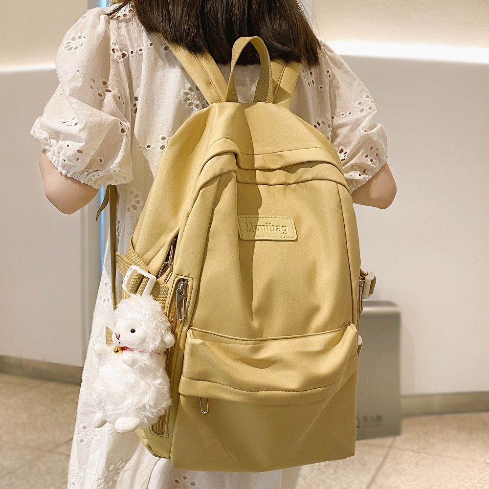 swvws New Girl Laptop Waterproof Backpack Trendy Solid Color College Student Bag Female Kawaii Bag Lady Travel Backpacks Fashion Women