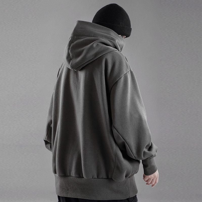 swvws Back To School  Black Hoodie Hoodies Sweatshirt With Hood Baggy Harajuku Japanese Streetwear Hip Hop Autumn Turtleneck Men