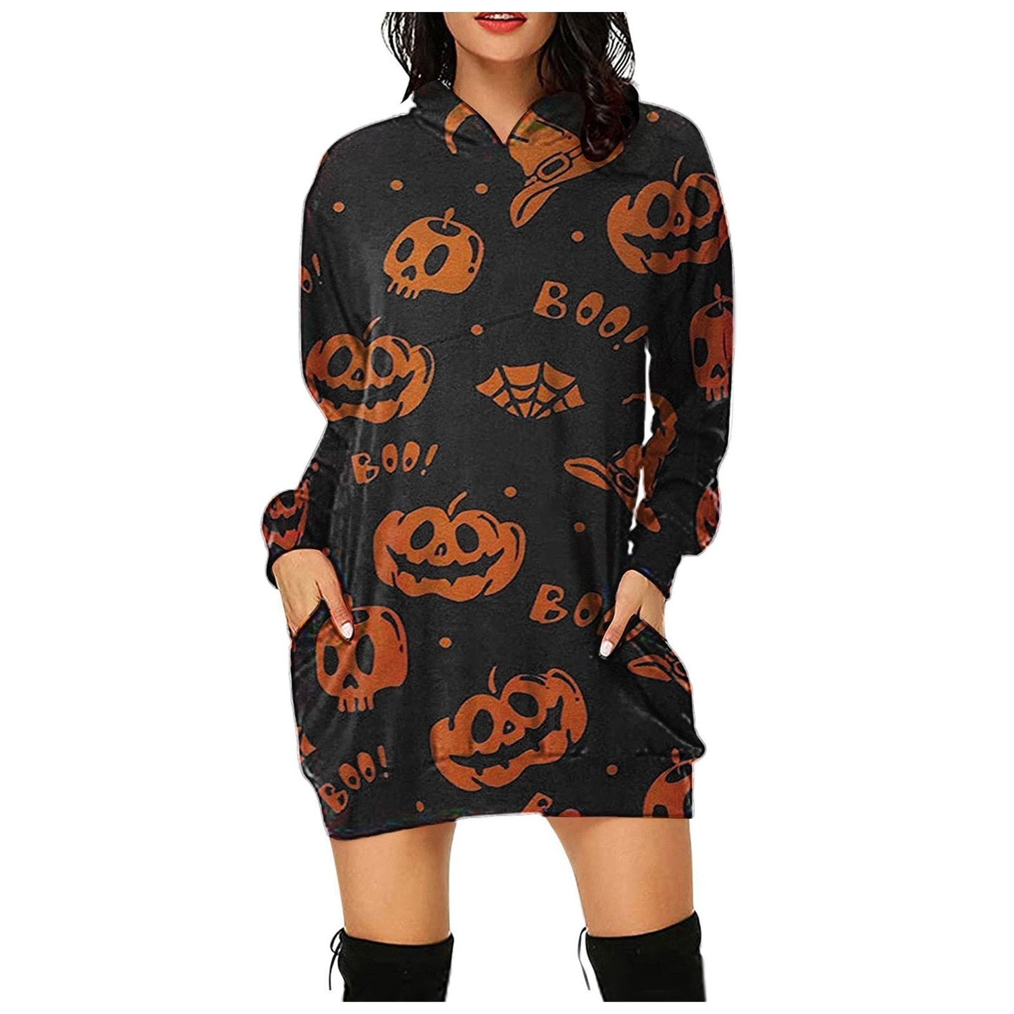 swvws Halloween Hoodies Women Loose Long Hoodie Casual Halloween Printed Hooded Sweatshirts Student's Autumn Winter Baggy Pullover Oversized Hoodie