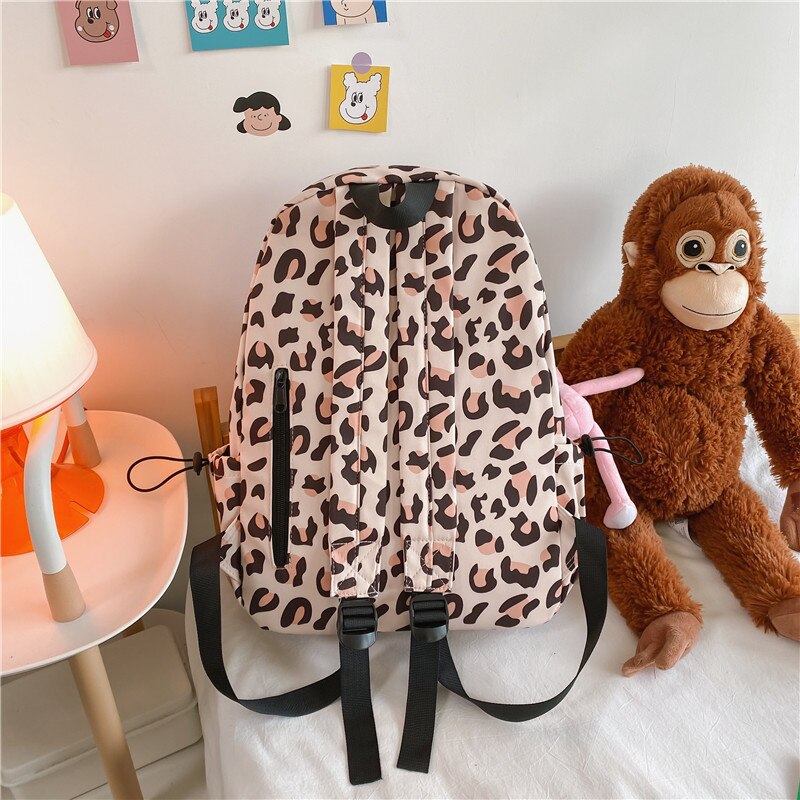 Back To School  Large Capacity Waterproof Fashion Nylon Women Backpack Female Leopard Print Travel Computer Bags College Girls School Bag