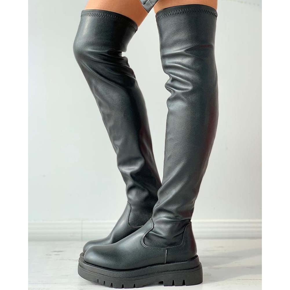 swvws Brand New Female Platform Thigh High Boots Fashion Slim Chunky Heels Over The Knee Boots Women Party Shoes Woman