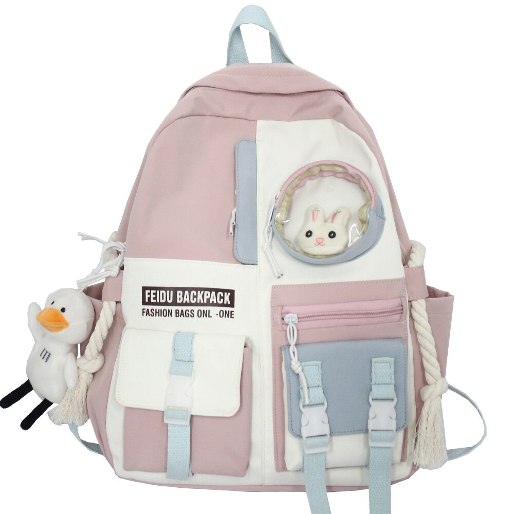 Female Harajuku Nylon Bag Kawaii Girl College Student Backpack Waterproof Fashion Ladies School Bag Book Women Cute Backpack New