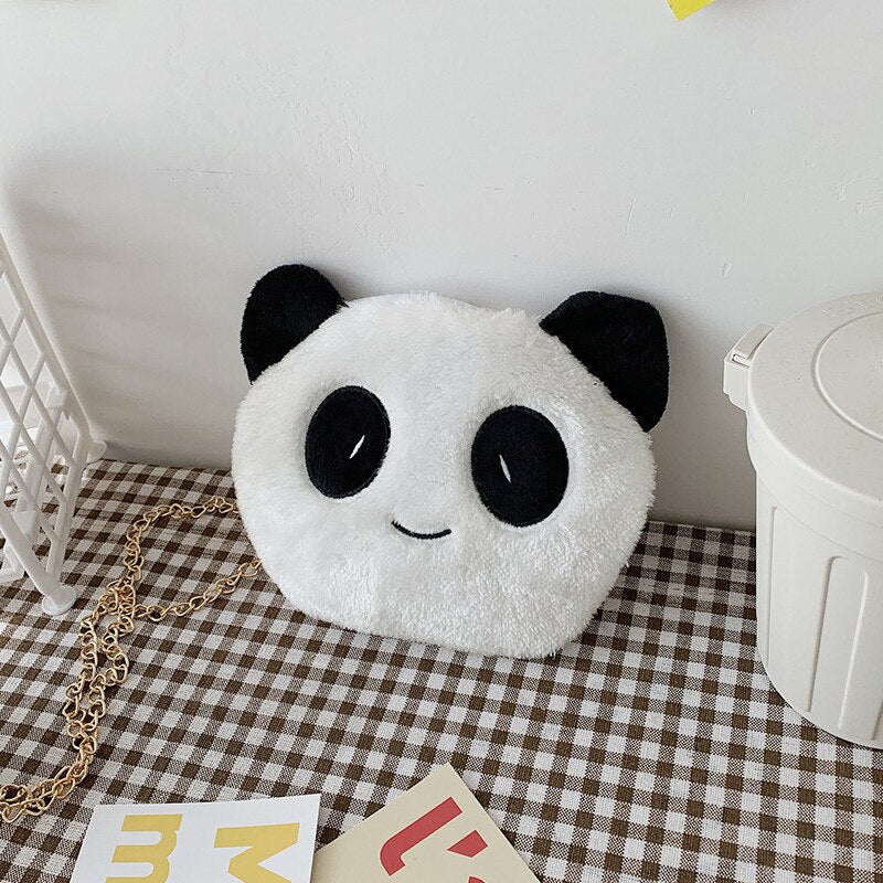 swvws Small Bag For Women  Lovely Panda Bag Plush Soft Purses Crossbody Bags Chain Strape Shoulder Bag Women Phone Bag Bolsa Mujer