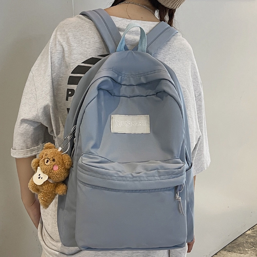 swvws Book Black Ladies Backpacks Kawaii Girl School Nylon Bag Teen College Student Female Backpack Waterproof Cute Women Bags Fashion