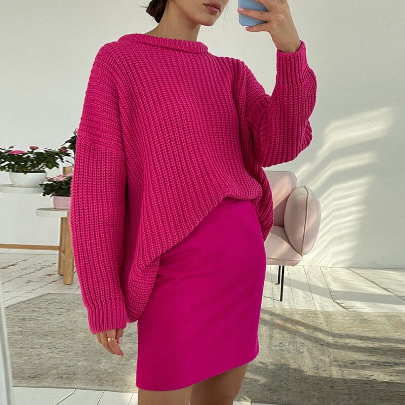 swvws Woman Sweater Jumper Knitted Long Sleeve Autumn  Women's Clothing Oversized Pullovers Ladies Vinatge Winter Tops Sweaters