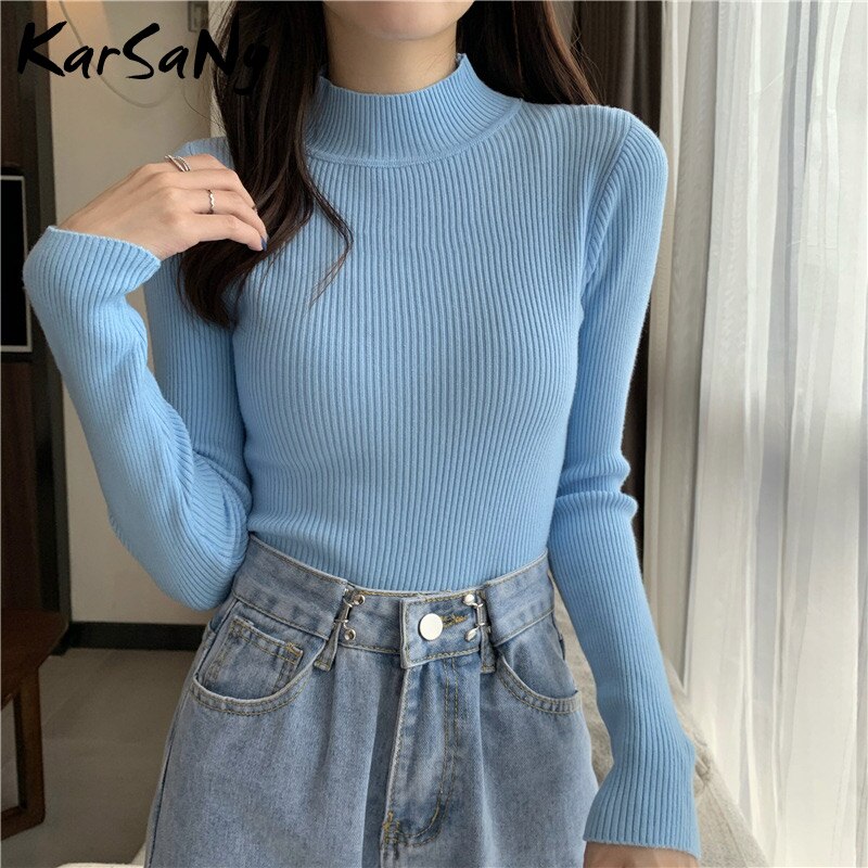 Back To School Autumn Women Sweaters And Pullovers Turtleneck Slim Women's Jumper White Knitted Tops Winter Ladies Sweater Woman  Korean