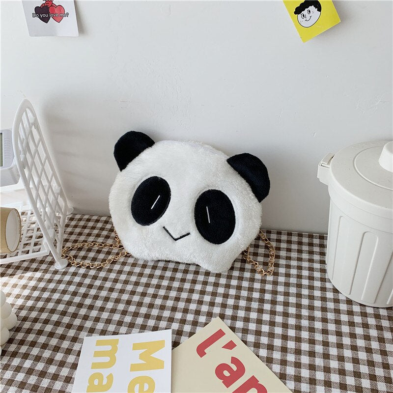 swvws Small Bag For Women  Lovely Panda Bag Plush Soft Purses Crossbody Bags Chain Strape Shoulder Bag Women Phone Bag Bolsa Mujer