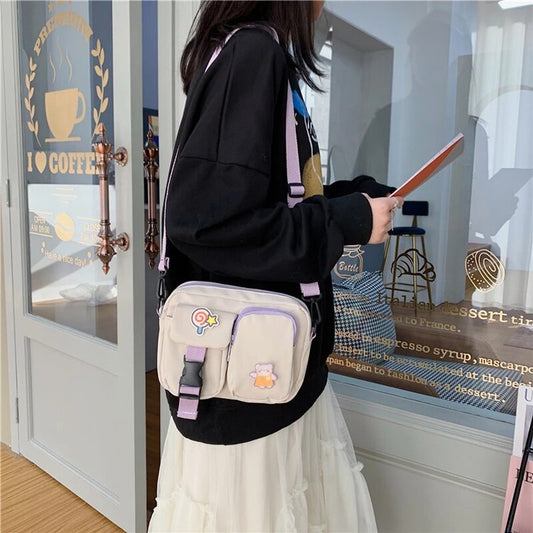 swvws  Japanese Style Kawaii Bag For Women Small Crossbody Bags Women New Fashion Nylon Bag Ladies Shoulder Bag Mobile Phone Bags