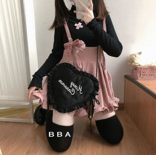 swvws Autumn Corduroy Lolita Jumpsuits Women Japanese Kawaii Suspender Overalls Casual Loose Pants Female Solid Rompers School Clothes