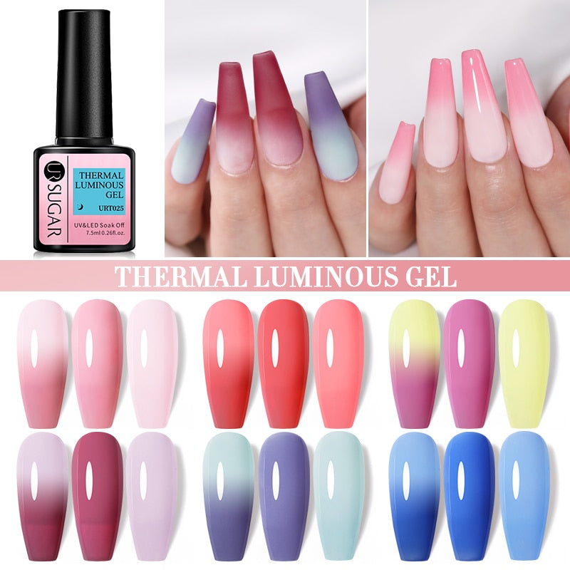 swvws Thermal Gel Nail Polish Temperature Color-Changing Soak Off UV/LED Nail Gel Lacquers Varnish Gel Long Lasting Polish