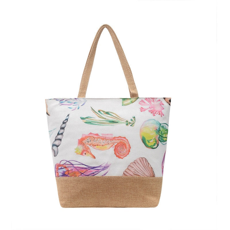 swvws  swvws  Fashion Folding Women Big Size Handbag Tote Ladies Casual Flower Printing Canvas Graffiti Shoulder Bag Beach Bolsa Feminina