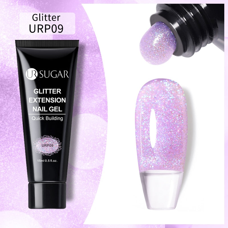 swvws  15Ml Reflective Glitter Acrylic Gel Extension Soak Off 3 In 1 Dark Flashy Nail Art Quick Building Finger Extend Gel