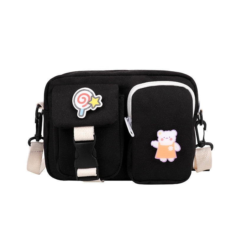 swvws  Japanese Style Kawaii Bag For Women Small Crossbody Bags Women New Fashion Nylon Bag Ladies Shoulder Bag Mobile Phone Bags