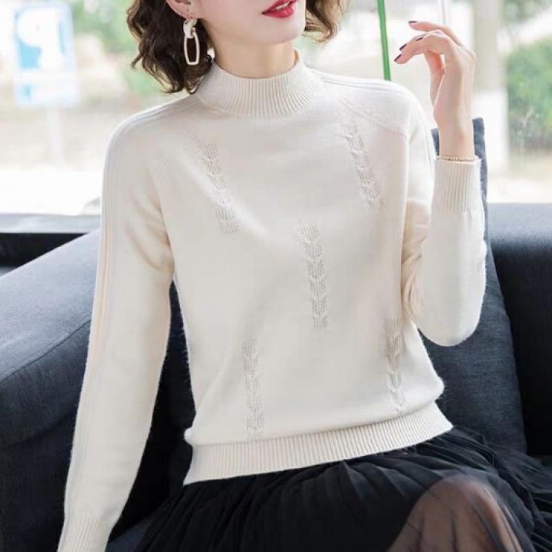 swvws PEONFLY Turtleneck Sweater Autumn Winter Knitted Pullovers Women Sweaters Casual Loose Long Sleeve Solid Color Female Jumper