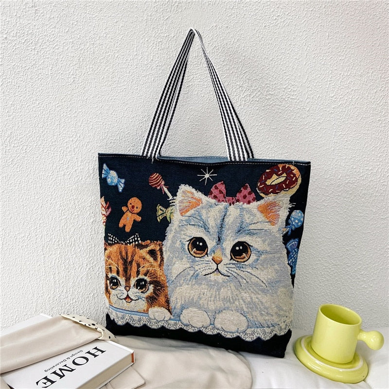 swvws  Fashion Folding Women Big Size Handbag Tote Ladies Casual Flower Printing Canvas Graffiti Shoulder Bag Beach Bolsa Feminina