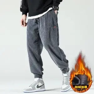 swvws Back To School  Winter Corduroy Warm Pants Black Thick Trousers Male Baggy Casual Grey Home Pants Plus Velvet Korean Streetwear Hip Hop