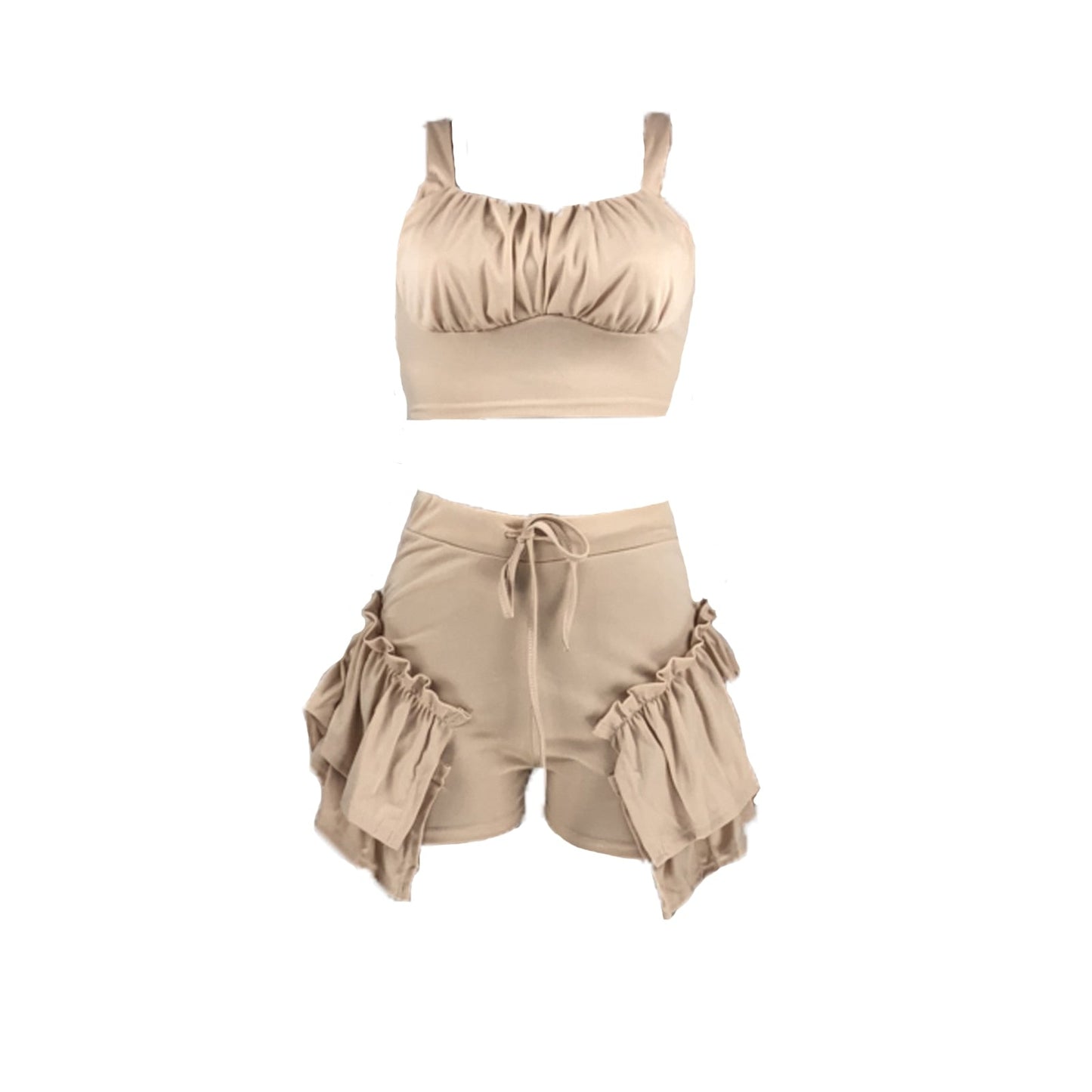 swvws Sexy Ruffles Shorts And Crop Top Women Summer 2 Piece Sets Fashion Club Vacation Outfits  Items