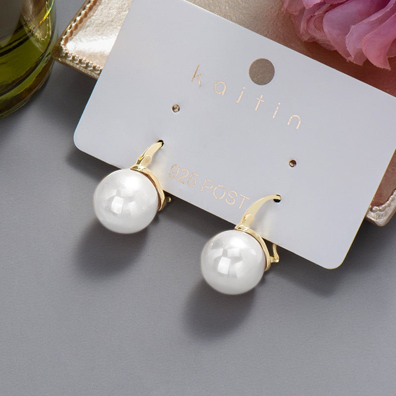 swvws New  Trend Big Pearls Women's Earrings Geometry Crystal Gold Color Dangle Drop Earing for Woman Korean Style Fashion Jewelry