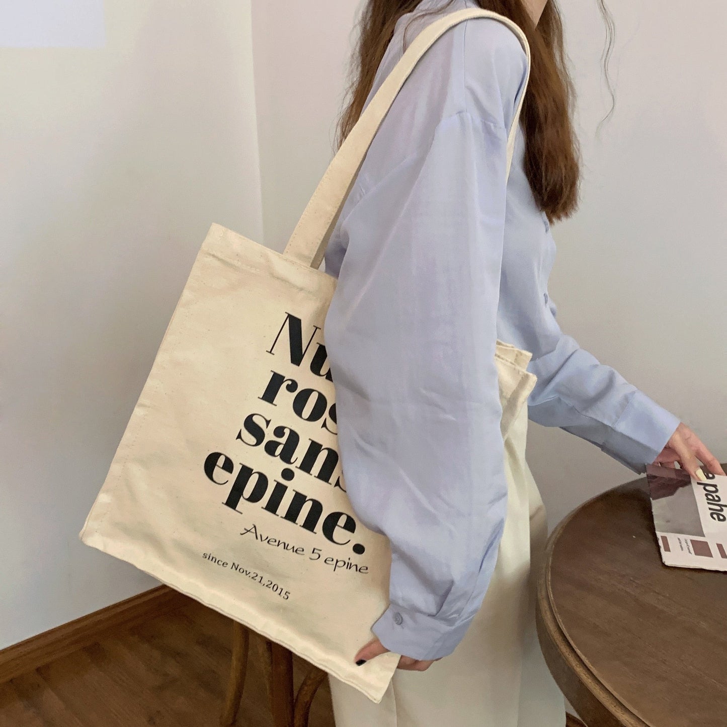 swvws Canvas Bag Women Vintage Letter Print Shoulder Bag Casual Shopper Bag Student Handbag Book Bags Bolsa Feminina Bolsos Women Bag