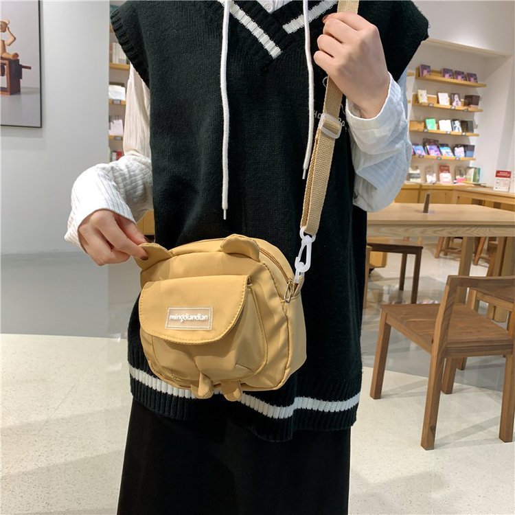 swvws  Japanese Cute Bear Ears Shaped Bag Women Small Crossbody Bags Nylon Bag Student Shoulder Bag New Flap Bolsa Feminina Bag Women