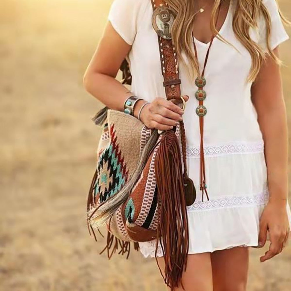 swvws  Woman Bags  Trend Luxury Female Handbag Hand Made Grassland Canvas Sac Linen One Shoulder Bohemian Style Crossbody Bags