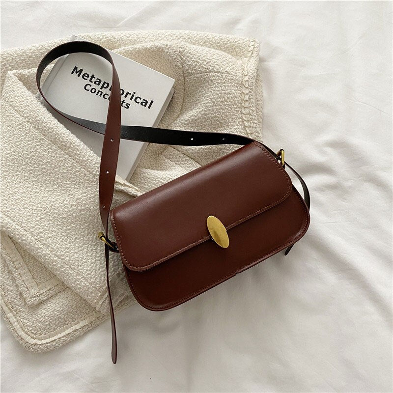 swvws  BACK TO COLLEGE    Fashion New Solid Color Handbags For Women High Quality Soft Leather Shoulder Bag Designer Simple Style Female Crossbody Bag