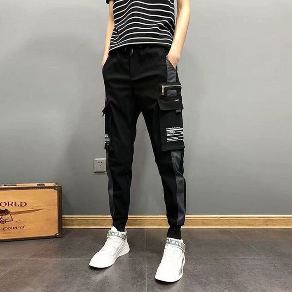 swvws Mens Vintage Hip Hop Style Baggy Jeans Streetwear Pockets Men's Jogger Pants Hip Hop Sweatpants Joggers Trousers Tactical Mens Pants Cargo Harem Pants Men Clothes