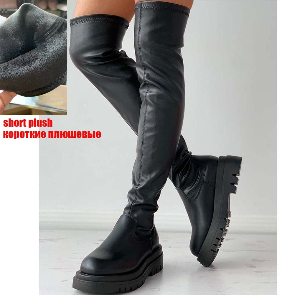 swvws Brand New Female Platform Thigh High Boots Fashion Slim Chunky Heels Over The Knee Boots Women Party Shoes Woman