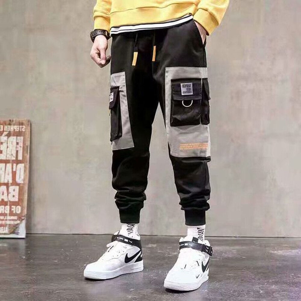 swvws Mens Vintage Hip Hop Style Baggy Jeans Streetwear Pockets Men's Jogger Pants Hip Hop Sweatpants Joggers Trousers Tactical Mens Pants Cargo Harem Pants Men Clothes