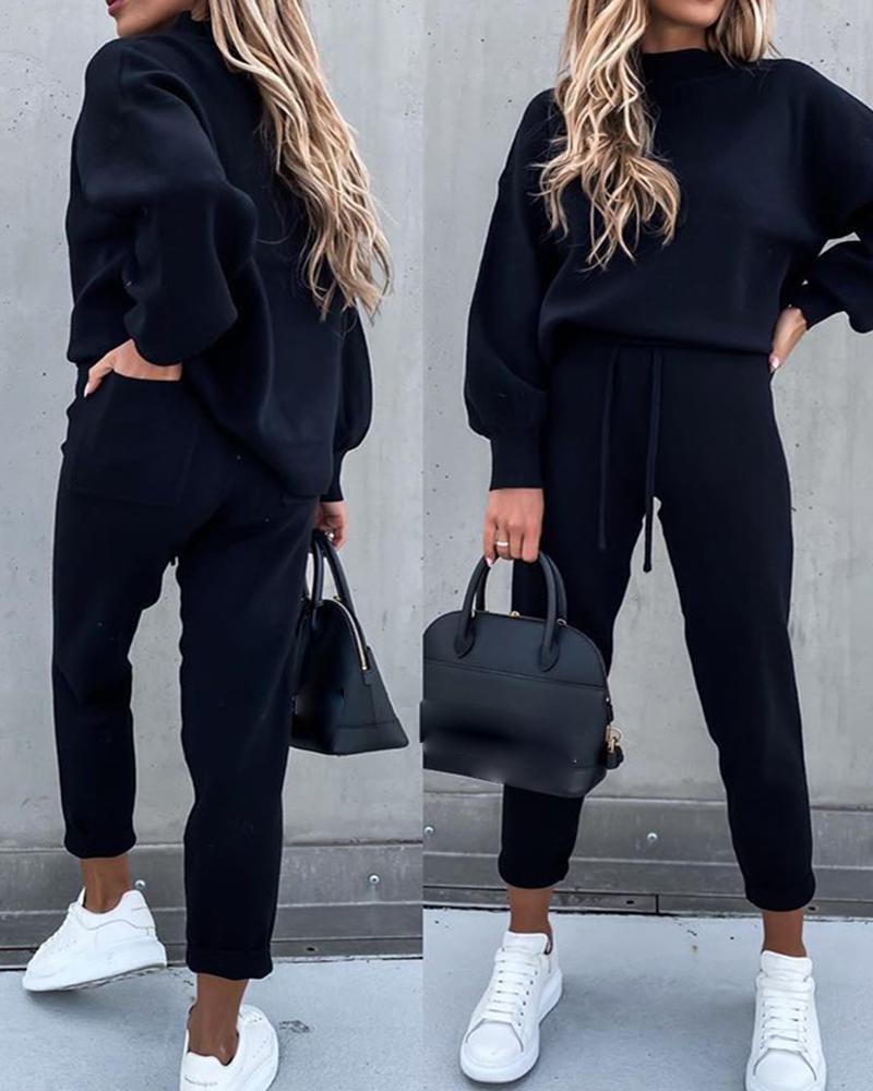 swvws Winter Autumn Women Knitted Settwo Piece Set Tracksuit Velvet Oversize Female Ropa De Chandal Mujer Invierno Casual Jogging Suit