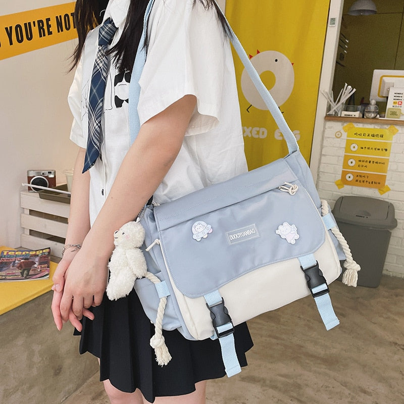 swvws Ulzzang Casual Big Bag Women Student School Bags For Teenage Girls Messenger Bag Shoulder Bag Crossbody Bags Women Bolsa Feminin