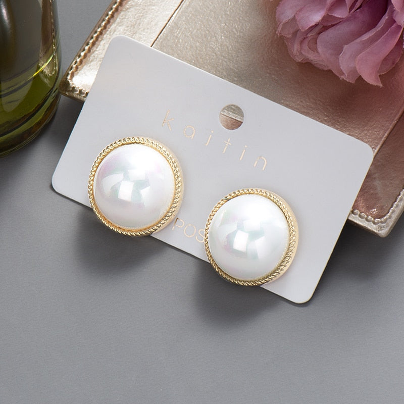 swvws New  Trend Big Pearls Women's Earrings Geometry Crystal Gold Color Dangle Drop Earing for Woman Korean Style Fashion Jewelry