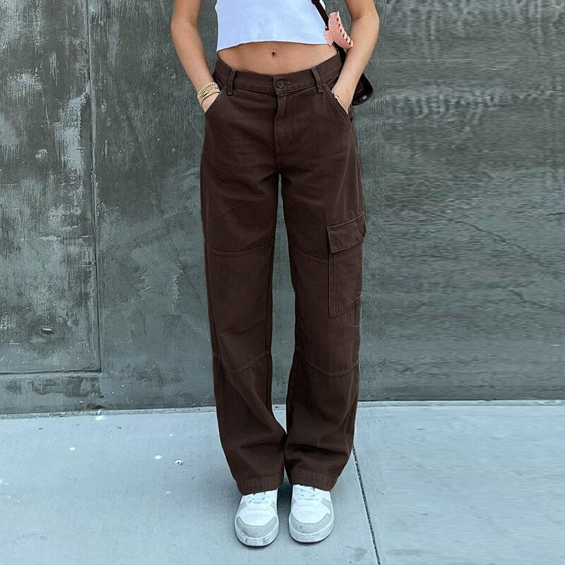 swvws Low Waist Straight Pants Women Casual Trousers Wide Leg Pants Solid Slim Trousers Women Stretch Jeans Fashion Pantalones