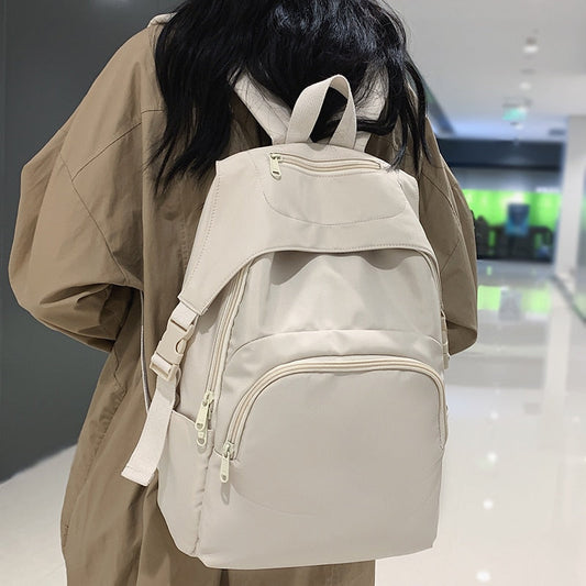 Back To School New Fashion Waterproof College Large-capacity Backpack Women Female Travel Solid Color Backpacks Teenage Girl School Bag Mochila