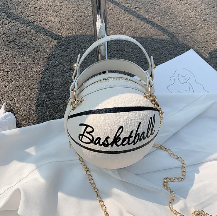 swvws Bake To School Small Personality Basketball Hand Bag Fashion Women Chains Handbag Creative Letter Shoulder Messenger Bag Female Mini Round Tote