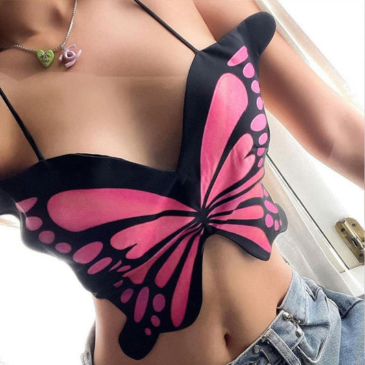 swvws Fairy Sweet Cute Butterfly Crop Top Camisole For Woman Clothing  Club Party Summer Tank Top Vest Female ASVE83779