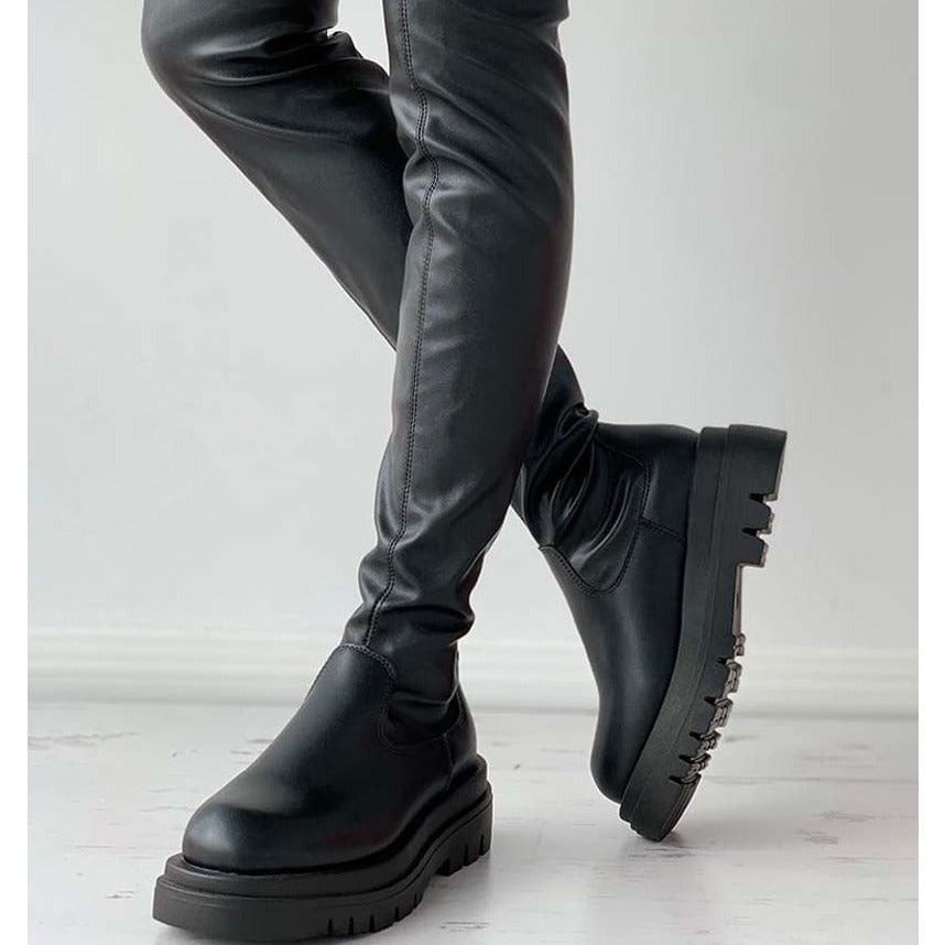 swvws Brand New Female Platform Thigh High Boots Fashion Slim Chunky Heels Over The Knee Boots Women Party Shoes Woman