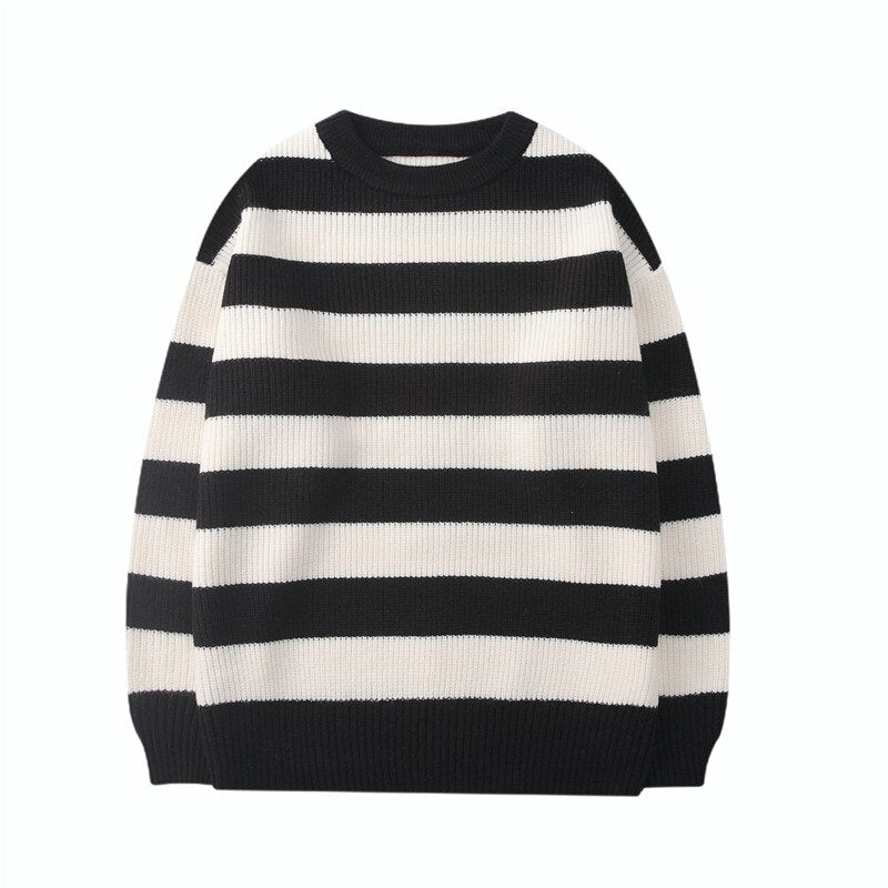 swvws Striped Sweater Women Oversized Jumper Knitted Pullover Casual Crew Neck Jumper Ladies Harajuku Knitwear Autumn Warm Streetwear