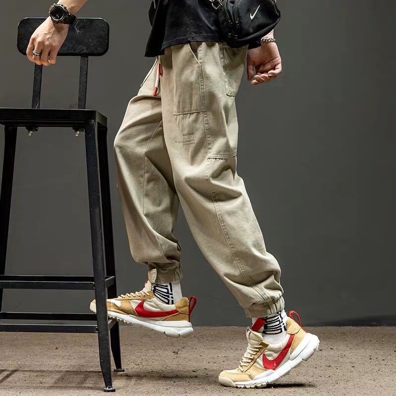 swvws Back To School  Khaki Cargo Pants For Men Joggers Sweatpants Casual Cotton Japanese Hip Hop Streetwear Men's Cargo Trousers Male 5XL