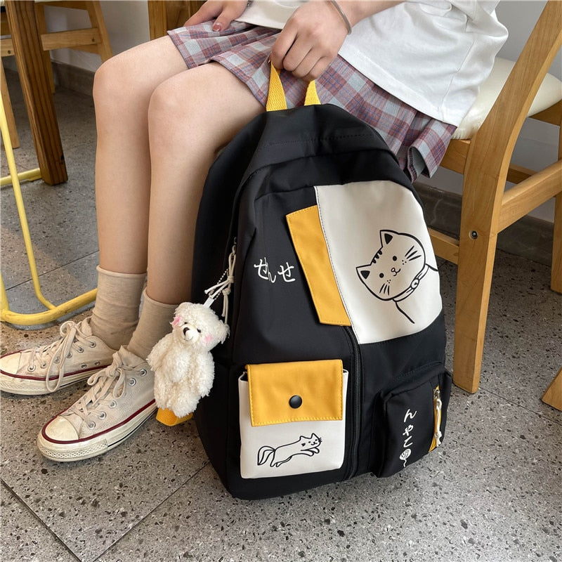 swvws Women Backpack New Kawaii Patchwork Female Large Capacity Waterproof Nylon Shoulder School Bag Preppy Mochila Bolsa