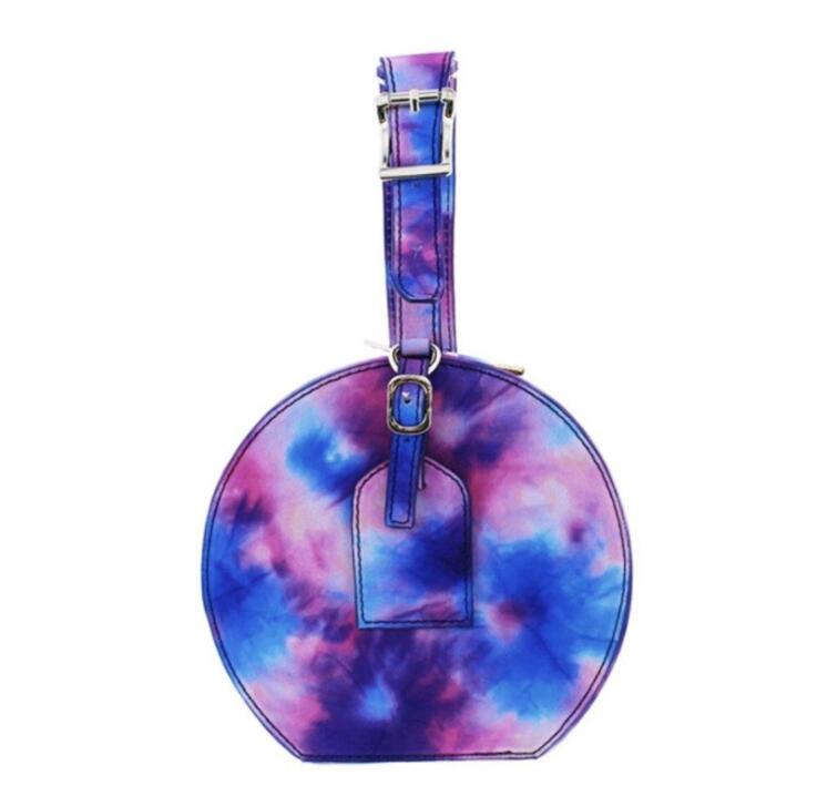 swvws Bake To School   New Personality Handbag Blue Printing Fashion Women's Round Drum Bag Handbag Round Wild Bag Banquet Package