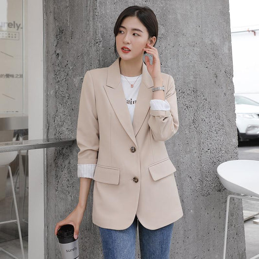 swvws Peonfly New  Autumn Fashion Blazer Jacket Women Casual Korean Pockets Long Sleeve Coat Office Ladies Solid Loose Blazer