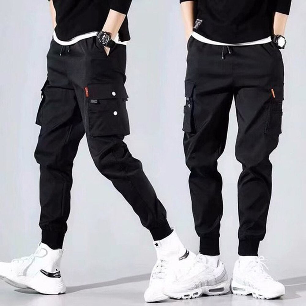 swvws Mens Vintage Hip Hop Style Baggy Jeans Streetwear Pockets Men's Jogger Pants Hip Hop Sweatpants Joggers Trousers Tactical Mens Pants Cargo Harem Pants Men Clothes